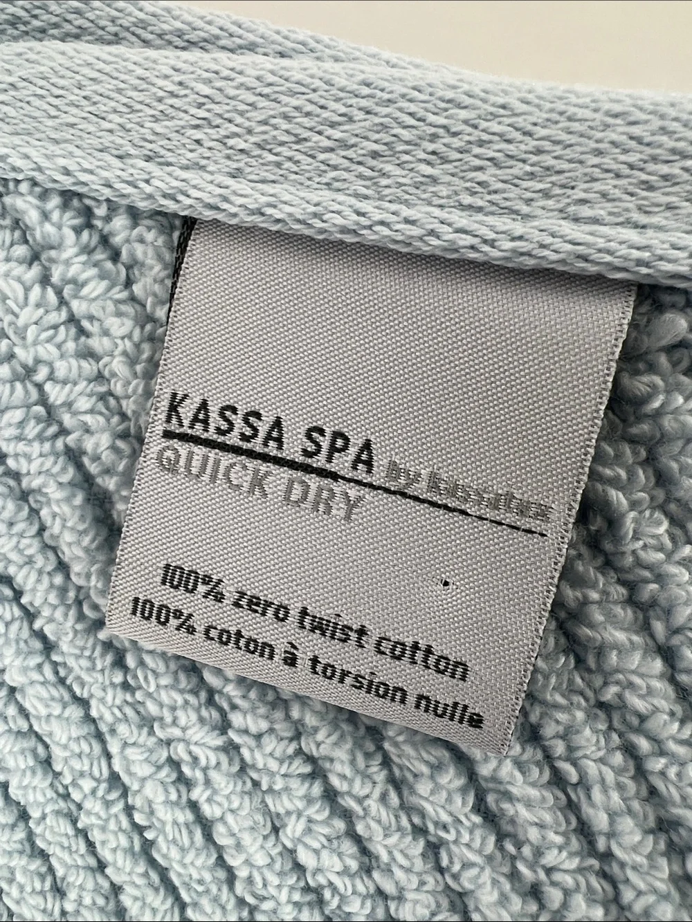 Kassa Spa Bath Towel Set Light Blue Soft Zero Twist Cotton Textured 2 Pc NEW